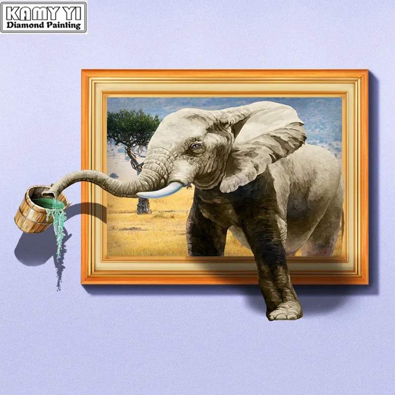 100% 5D Diy Daimond Pintura de ponto de Cruz Um Elefante 3D Diamond Pintura de Rodada Completa Strass Pinturas Bordados Presentes