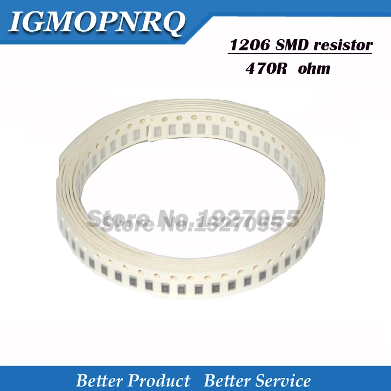 100PCS 1206 470R 471 Resistor SMD erro de 470 ohm resistor de chip 0,25 W 1/4W 470R 471 NOVO