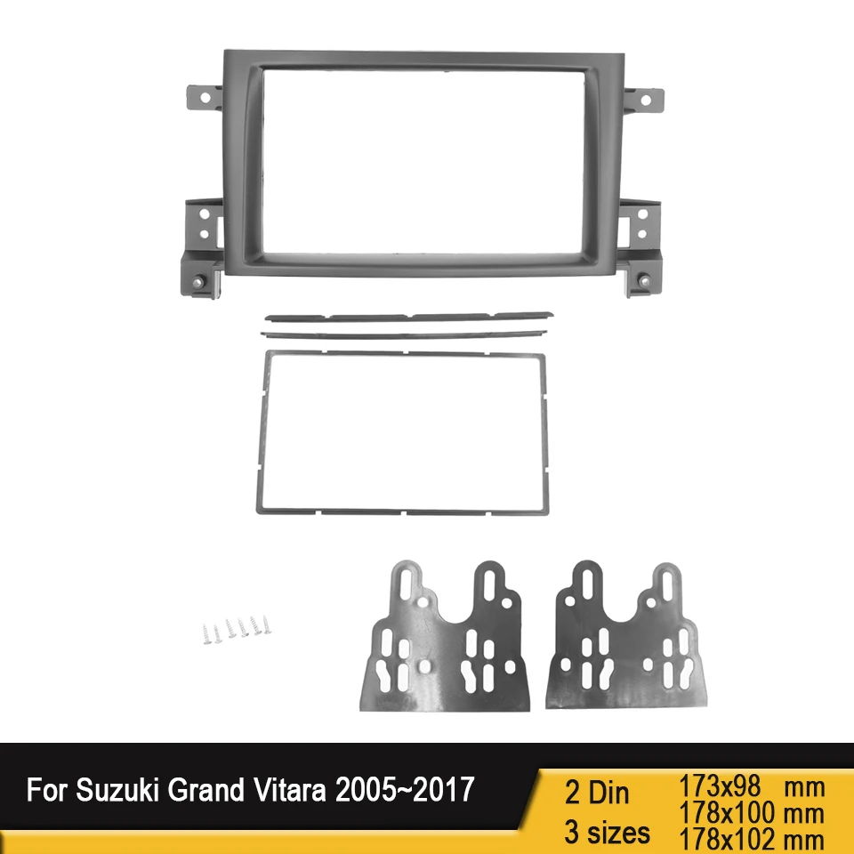 2 Din Quadro para Suzuki Grand Vitara 2005~2017 Douuble Din Rádio Fáscia DVD Painel de Traço de Instalação do Kit de Moldura Guarnição Moldura
