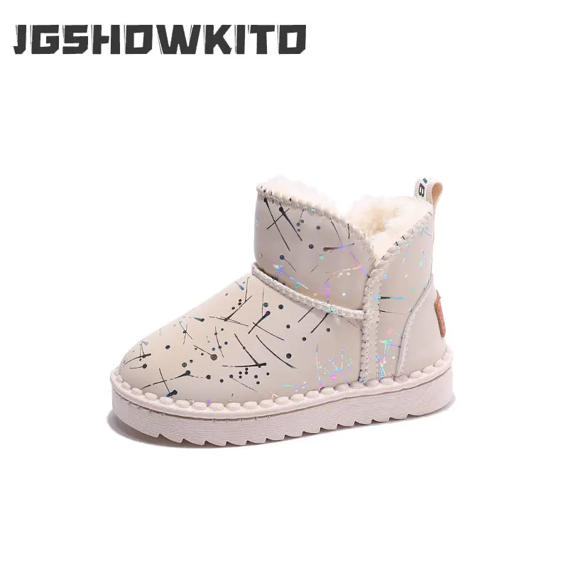 2022 Inverno Crianças Novas Botas de Neve de Deslizamento em Estilo coreano Meninas Impressões do Menino Engrossado Sapatos de Algodão Fresco Simples e Respirável Bonito