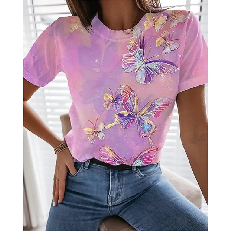 2022 Música Nova T-Shirt das Mulheres estampa Floral Sexy Superior Solto XL Resumo de Impressão 3D Topo de Mulheres