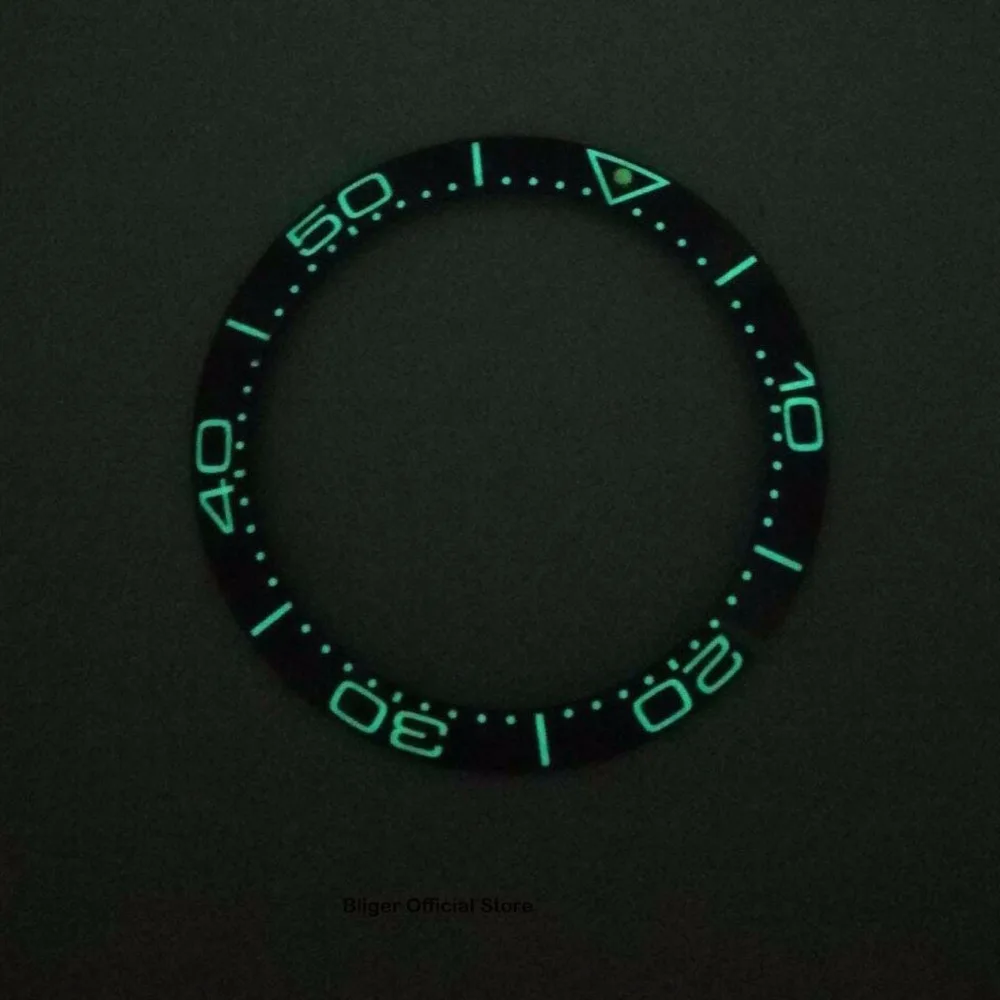 38*a 30,6 mm Super Verde Luminoso Aro Inserir Azul/Preto de Cerâmica Relógio de Bisel se Encaixa GMT/SUB Relógio Automático