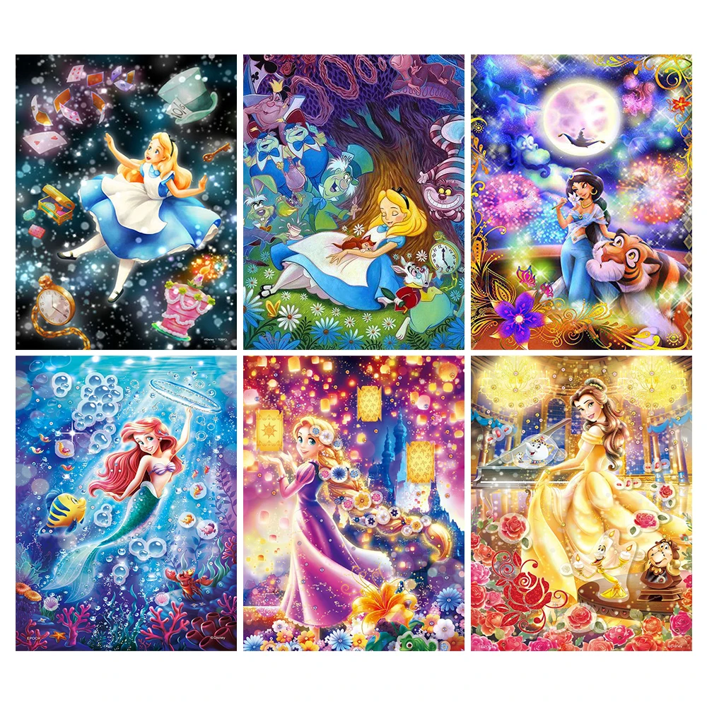 5D BRICOLAGE Total de Diamante Pintura Mosaico de Princesa da Disney dos desenhos animados de uma Menina de Fadas Diamante Bordado de Ponto de Cruz, Kits de Arte de Decoração de Casa de Presentes