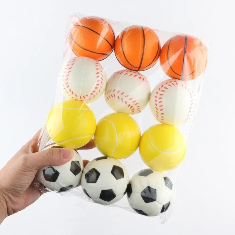 63mm Crianças Macio de Futebol, Basquete, Beisebol, Tênis de Brinquedos de Espuma, Esponja de Descompressão de Ventilação Estresse Bolas de Futebol Anti-Stress