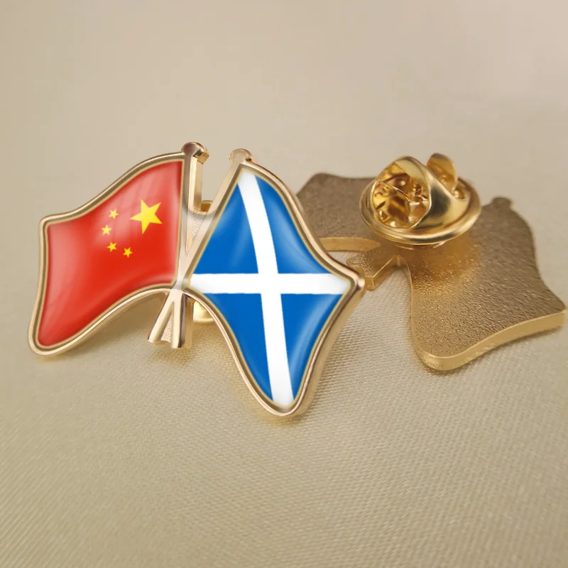 A China e a Escócia Cruzado Duplo Amizade Bandeiras Alfinetes de Lapela Broche de Crachás