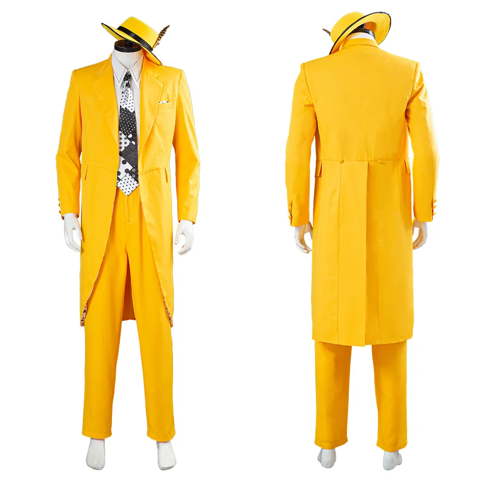 A Máscara De Jim Carrey Traje Cosplay Uniforme Roupa De Halloween, Carnaval Terno Amarelo