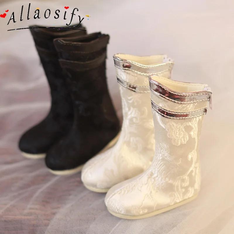 Allaosify BJD sapatos 1/4 pontos de 1/3 pontos de botas antigo botas de pano de antiguidades branco/preto/vermelho