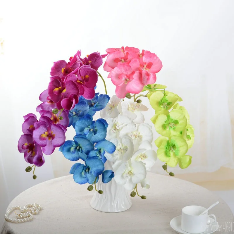 Artificial Borboleta branca, Orquídea, flor de Seda+Plástico Traça Phalaenopsis para o Casamento, Casa, Decoração DIY Falso Flores