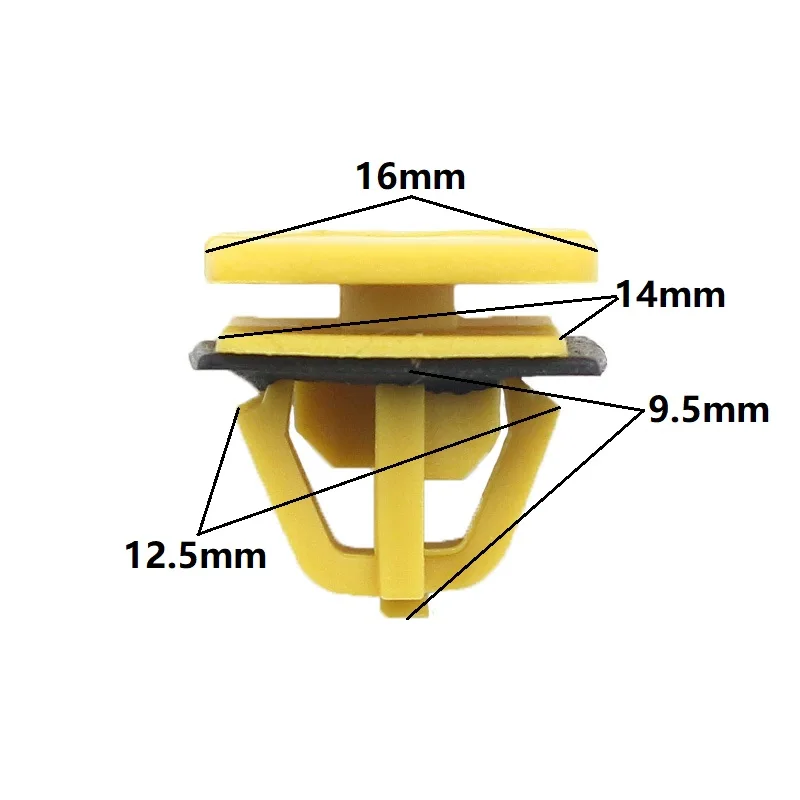 Auto de plástico amarelo clip retentor da Soleira da Porta de Tiras painel de guarnição clipe de Retenção Fecho com Preto de Vedação Para Hyundai
