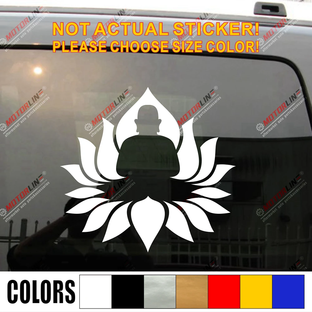 Buda Lotus Om Budismo, Yoga da Índia Carro Caminhão de Vinil Adesivo Decalque cortados sem fundo escolha a cor e o tamanho 0