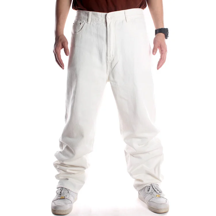 Calças de Brim de Mens cor Branca 2021 Solta Hip Hop calças de Brim dos Homens de cor Pura da Maré Homens de Vestido Casual, de Jeans, Calças de Algodão Padrão de Calças de Harém