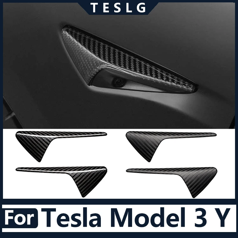 Carro Do Corpo Da Tampa Da Câmera Para 2022 Tesla Model 3 Y Fibra De Carbono Fender Adesivo Decorativo Modificação Exterior Modely Acessórios