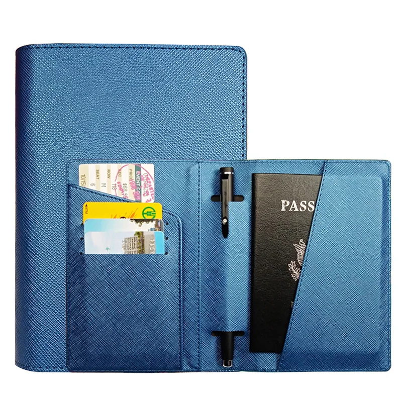 Couro Capa de Passaporte Multi-Função ID de Cartão de Banco, Carteira Organizador de Documentos Caso de Homens, Mulheres, Acessórios de Viagem
