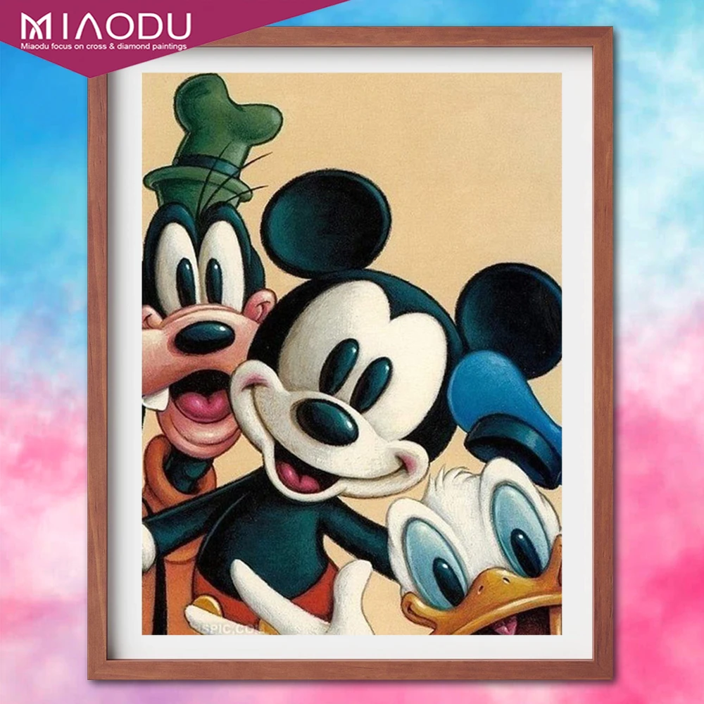 Disney DIY Diamante Pintura de Mickey Mouse e Pato Donald Mosaico de Ponto de Cruz, Kits Artesanais Bordar Ofícios para Presente de Criança