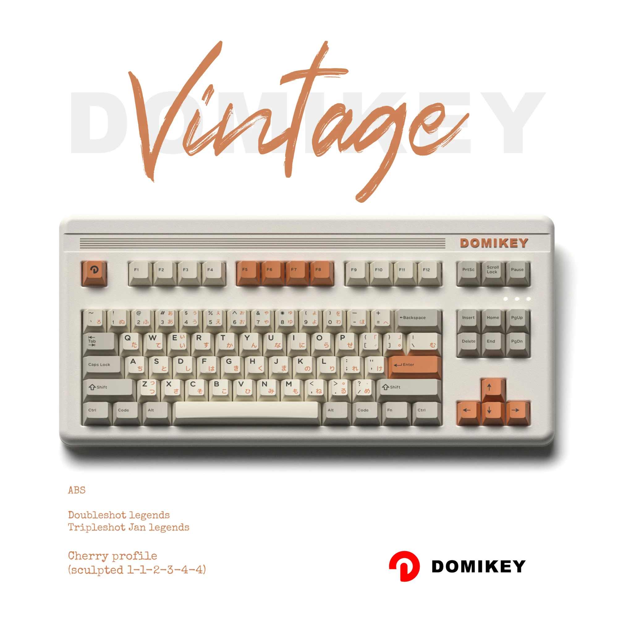 Domikey Vintage Tudo em Cerejeira Perfil abs doubleshot tecla cap para mx-tronco teclado 87 104 gh60 xd64 xd68 BM60 BM65 BM68 Retro 0