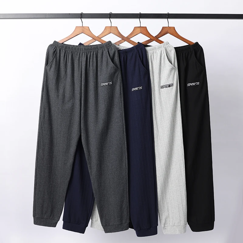 Grandes Estaleiros 5XL algodão calças compridas para o homem mobilar e decorar a letra sólido comprimento total de calças de pijama homens de sono inferior home desgaste