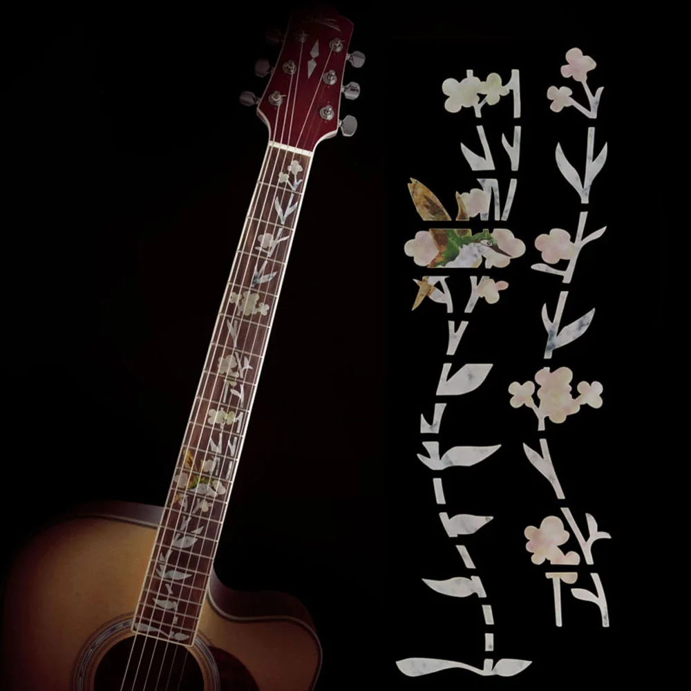 Guitarra Embutimento Decalques Adesivo Branco Beija-Flor Forma Fretboard Marcadores para Elétrico Acústico Clássico, Guitarra Baixo Ukulele