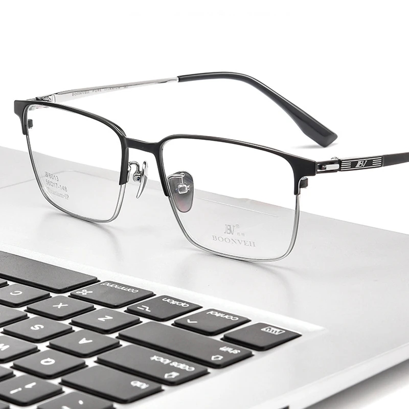 Handoer Titânio Puro Óculos Full Frame Rim Óptico de Óculos para Homens e Mulheres UV400 Óculos Anti-risco à Prova de Pó