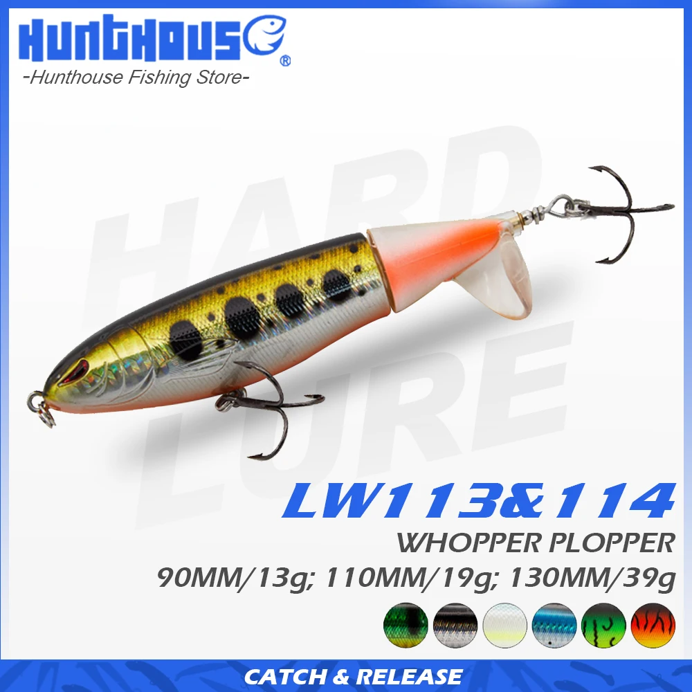 Hunthouse Whopper Plopper lápis Isca de Pesca 90&130mm Topwater popper isca Rotativo de água doce isca para a pesca do pike baixo