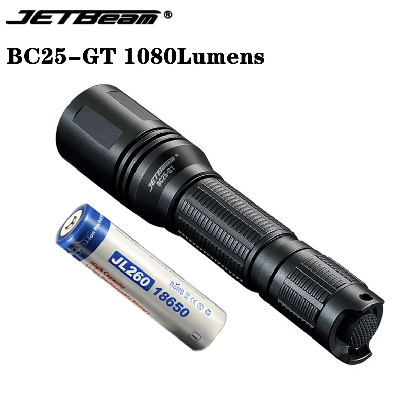 JETbeam BC25 Tático Lanterna 1080Lumens USB Recarregável do Cree XP-L HI LED de Alta potência, Lanterna de Led Para Exterior de Caça