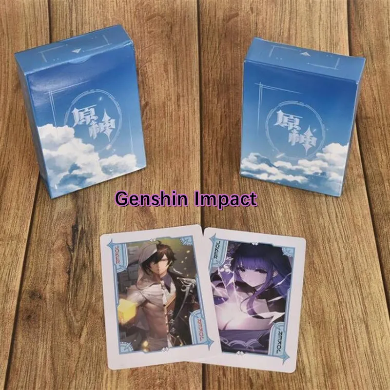 Jogo de Anime Genshin Impacto 54Pcs Cartão de Jogo de Cosplay Qiqi Klee Xiao Venti Jogando Pôquer de Cartão Cartão de Descompressão Alegria Prop 0