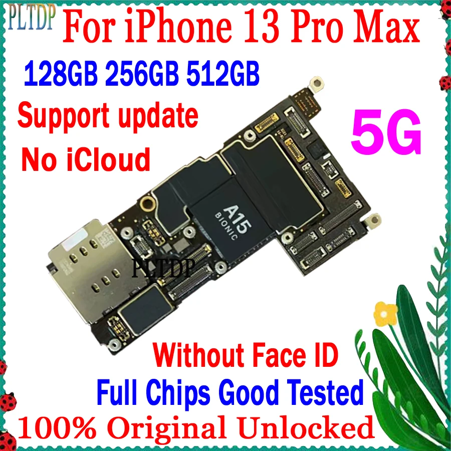 Limpar o icloud Para iPhone 13 Pro Max placa-Mãe Original Desbloqueado 128GB de 256GB 512GB Completo Testado com a placa lógica Com/Sem IDENTIFICAÇÃO Cara