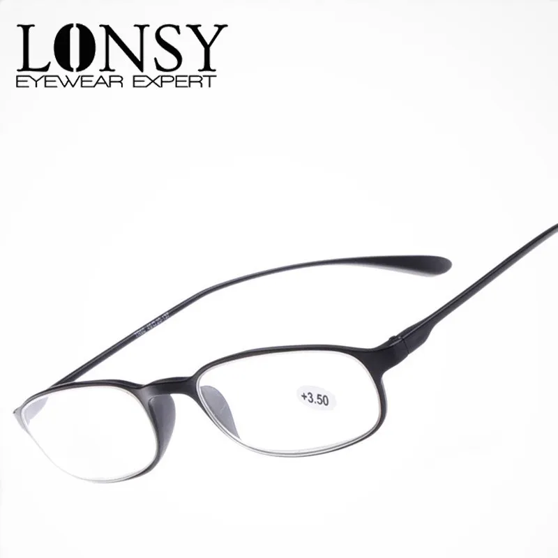 LONSY Marca Retro TR90 Óculos de Leitura Mulheres Homens Ultraleve Presbiopia Óculos de lente Clara +100 +200 +300 +400