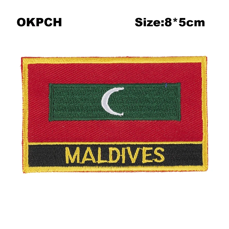Maldivas Bandeira patches adesivos em t-shirts insígnia militar a transferência de calor PT0111-R