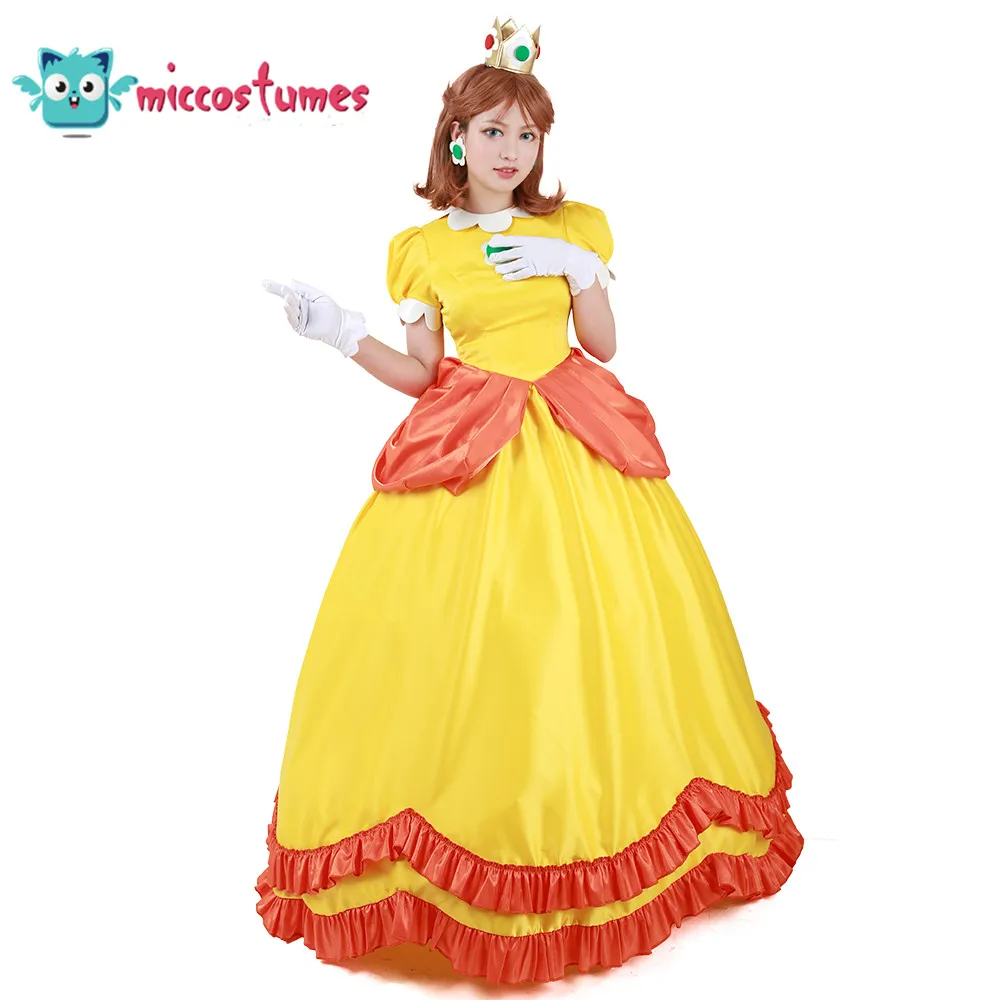 Mulheres Princesa Traje de Mulher Amarelo Vestido Longo para as Mulheres de Halloween Traje Cosplay