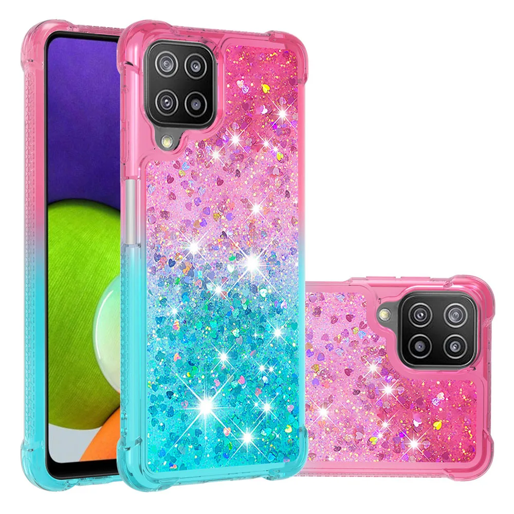 Multicolor areia movediça Glitter Case Para Samsung Galaxy M32 Caso A12 A22S 5G à prova de Choque Clara Capa de Proteção A13 A22 A42 Funda 0