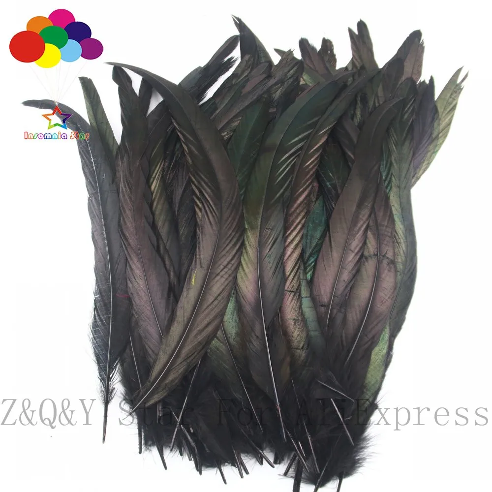 Natural de 25-30CM (10-12 cm) galo de cauda descoloração tingidas de preto 20-200PCSDIY jóias artesanais de vestuário, decoração de penas