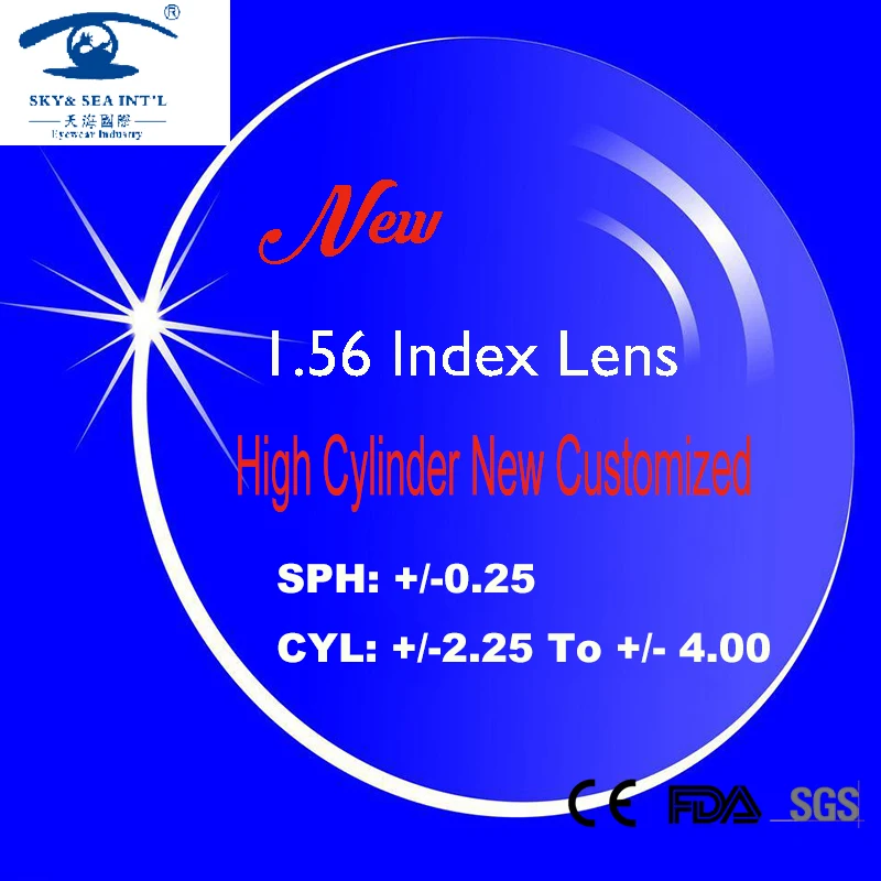 Novo 1.56 Índice de Prescrição de Lentes para Óculos de Armação de Homens, Mulheres lentes opticos Lentes oftálmicas de Alta Cilindro de -2.25 para -4.00 0