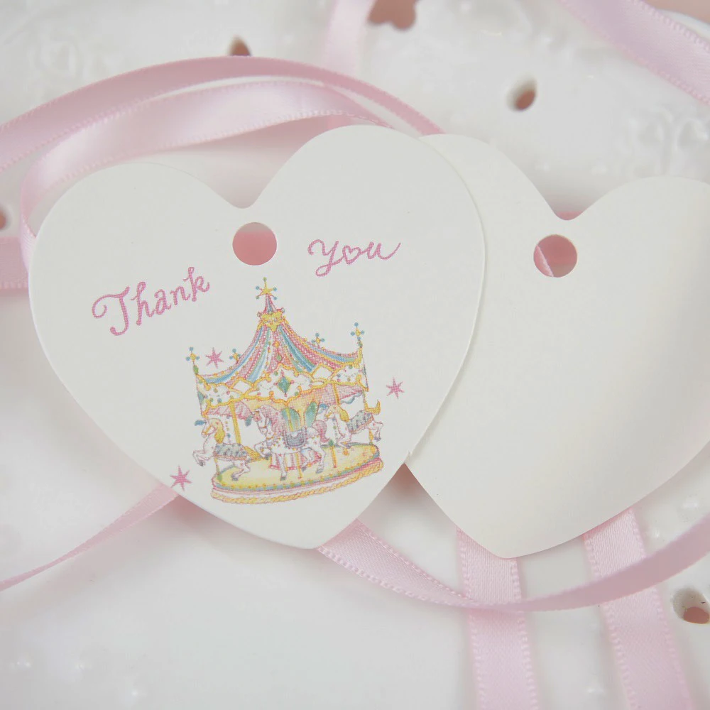 obrigado 50 pcs Carrossel merry go round coração marca de papel de etiquetas de presente de casamento aniversário da menina embalagem decoração tags Scrapbooking DIY