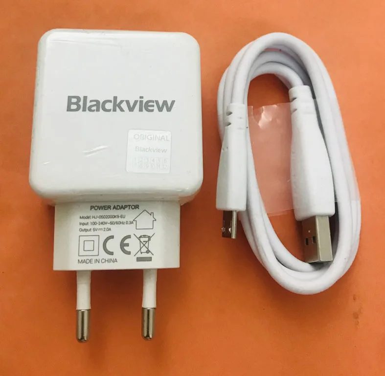 Original Carregador de Viagem UE Plug Adaptador+ Cabo USB para Blackview BV6000 MT6755 Octa Core frete Grátis