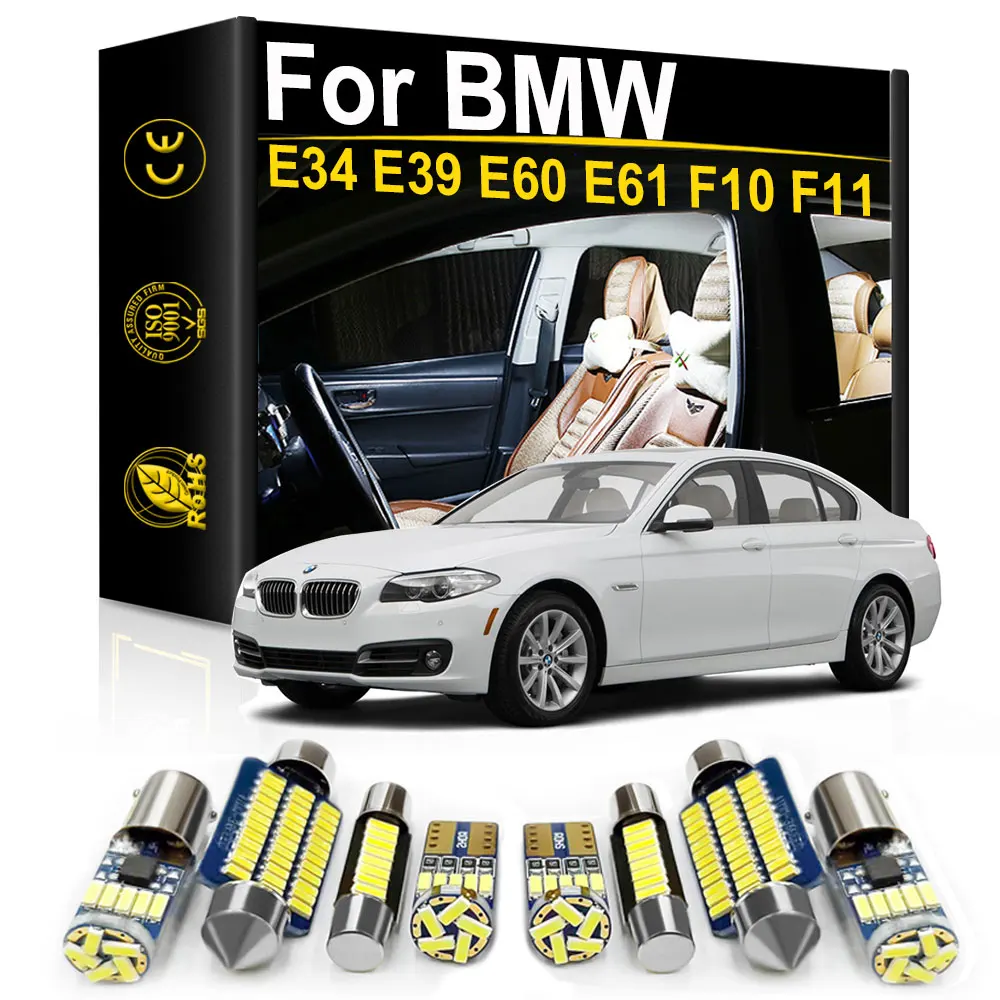 Para a BMW E34 E39 E60 E61 F10 F11 Série 5 530d 540i 2001 2003 2005 2007 2010 2011 2014 2016 Interior do Carro LEVOU Luz Lâmpadas Canbus