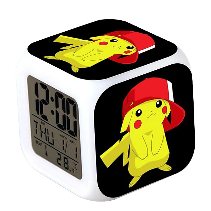 Pokemon Relógio Despertador LED Relógio Digital 7 Mudança da Cor de Luz de Noite Brilhante Crianças Relógio de Mesa Filhos de Presente para as Crianças