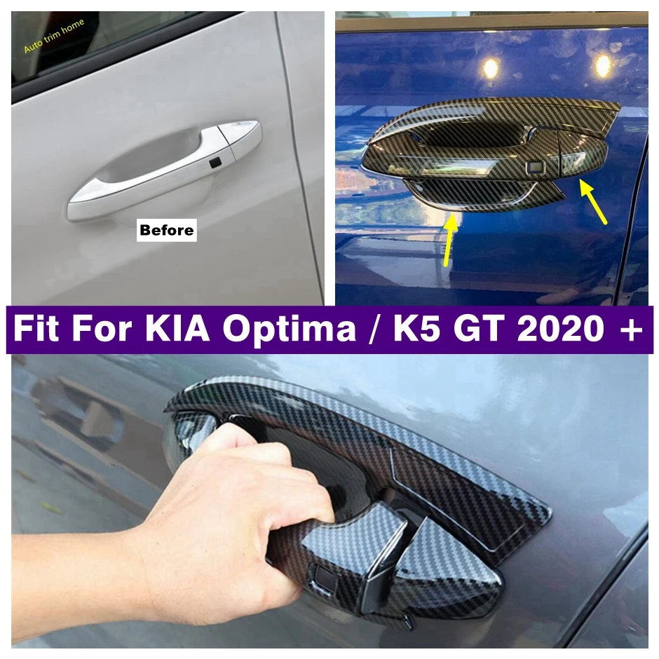 Porta lateral Agarrar a Maçaneta Puxador Tigela Decoração de Capa de acabamento Para KIA Optima / K5 GT 2020 - 2022 Fibra de Carbono Acessórios do Exterior