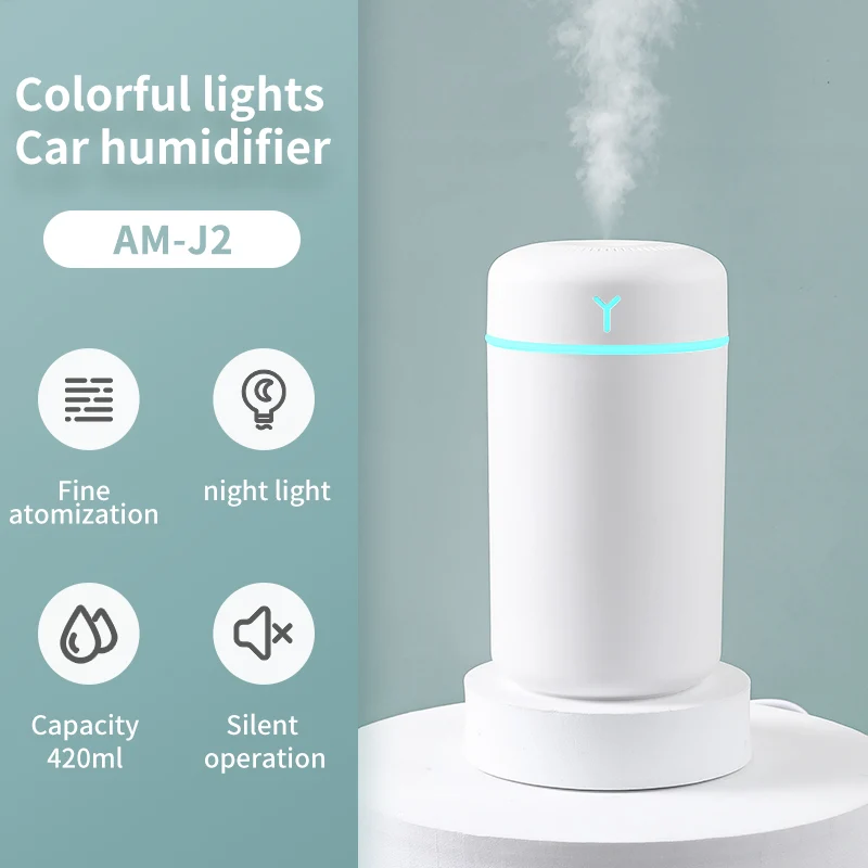 Portátil 420ml Humidificador do Ar o Aroma de Óleo Humidificador para Casa de Carro USB Fresco Pulverizador de Névoa com Colorido Suave Luz da Noite Purificador