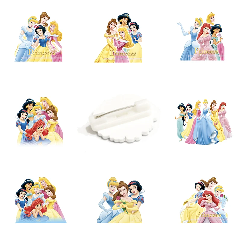 Princesa da Disney Personagens de Anime os Broches Acrílico Crachás de Pinos de Resina Epóxi Broches de Moda de Esmalte Jóias Presentes para Meninas PRS01