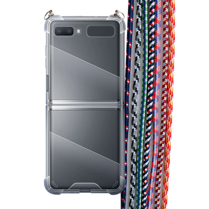 Quente Crossbody Cordão Colar Telefone Cadeia Case Para Samsung Galaxy Z Flip 3 5G Clara, à prova de Choque Z Flip 4G 5G Tampa ZFlip 4 Para