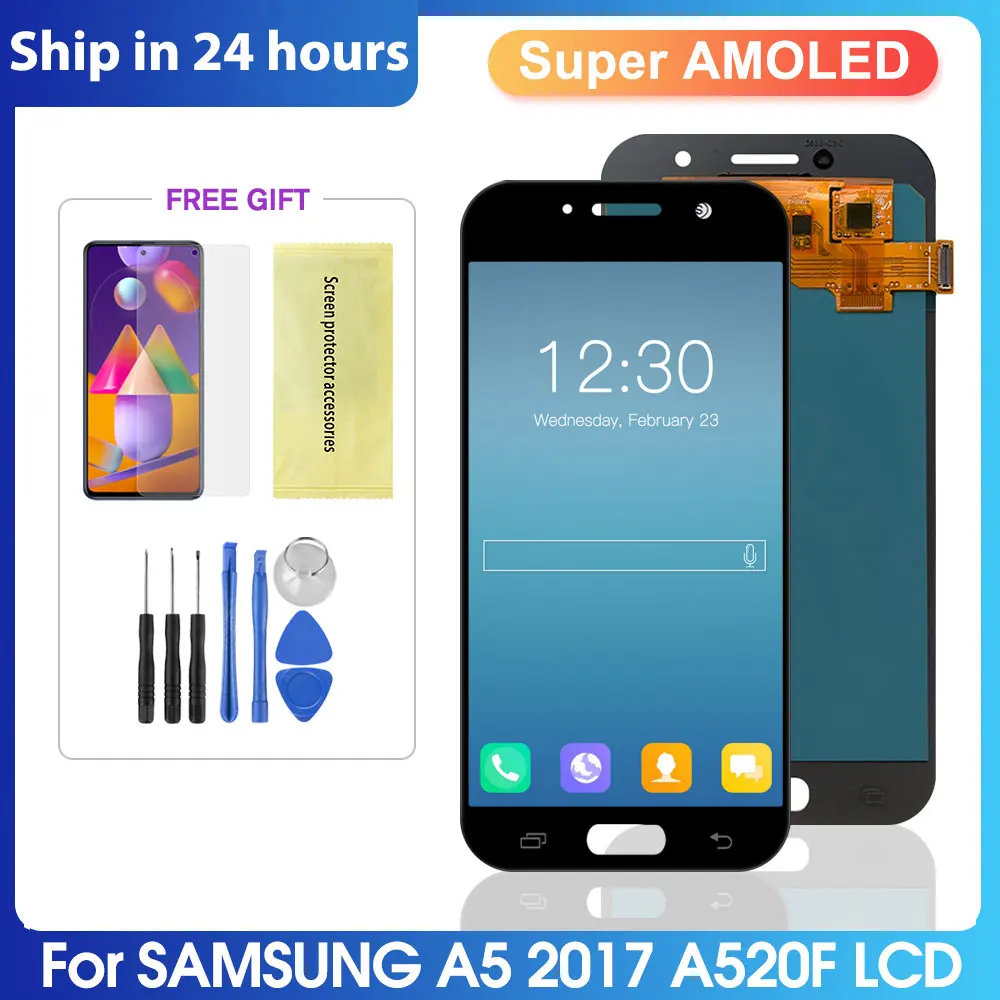 Super AMOLED Para Samsung Galaxy A5 (2017) Display LCD Para A520 A520F A520K A520L A520S Digitador da Tela de Toque Substituição de Peças