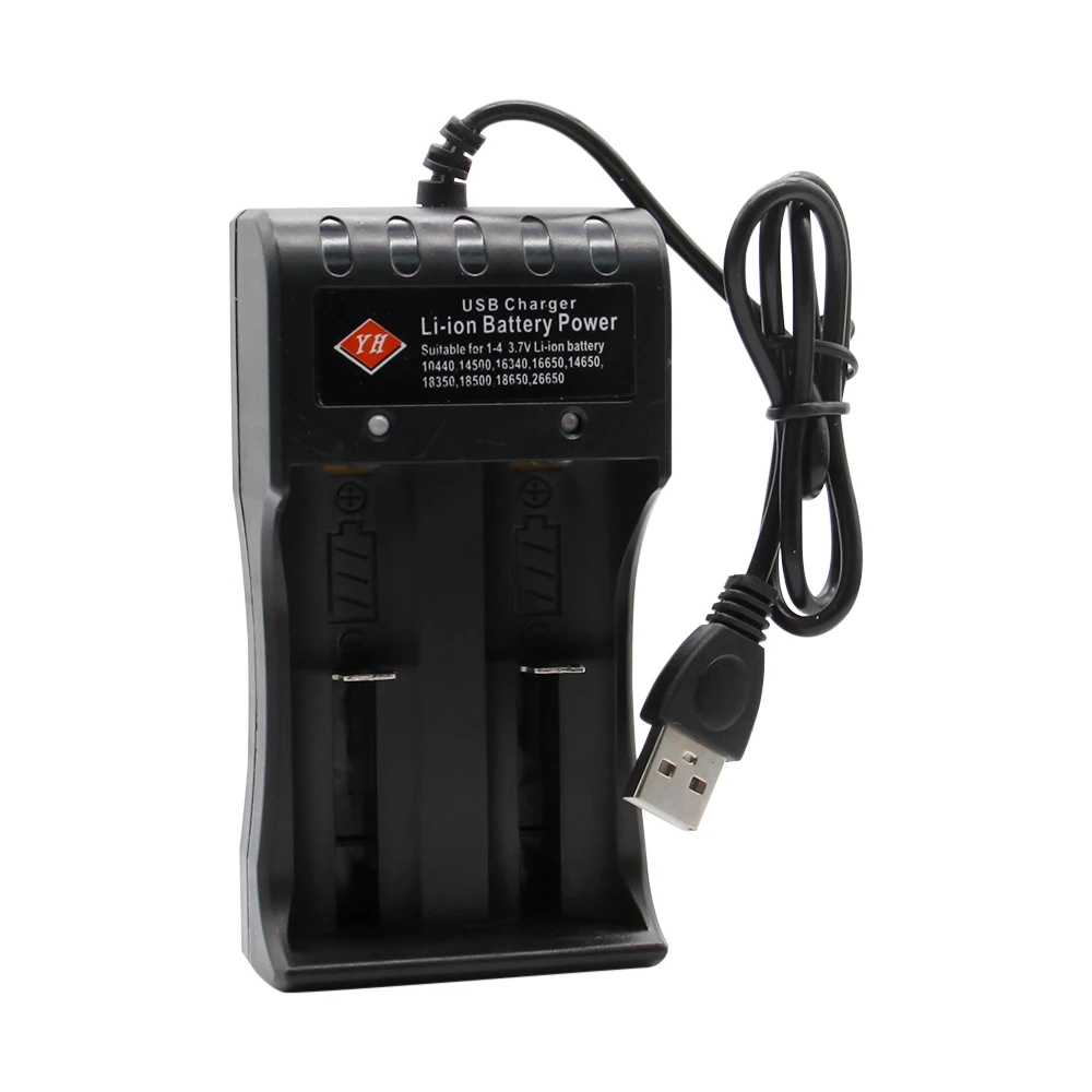 Universal 2 Slot de Bateria De 3,7 V, Carregador USB Smart Chargering Recarregável De Ni-MH bateria de Li-íon de Lítio as Baterias de Íons de 18650/14650/16340
