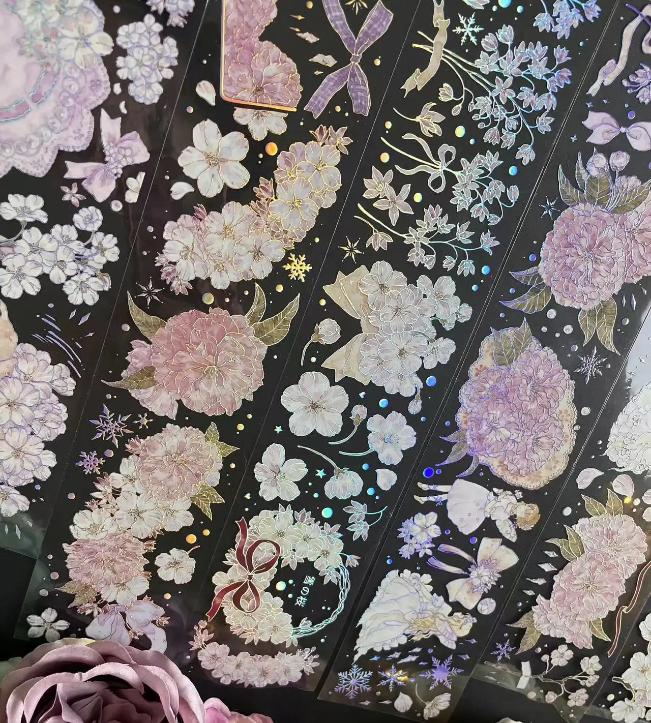 Vintage Neve Sakura Floral Prata Laser Brilhante Washi animal de ESTIMAÇÃO Fita para o Cartão de Fazer DIY Scrapbooking Plano Adesivo Decorativo