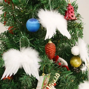10Pcs Branco Vintage de Penas de Asa Linda Chic Anjo Decoração da Árvore de Natal Ornamento de Suspensão Casa/Festa/Casamento Ornamentos