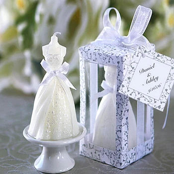 10pcs de casamento vestido de noiva vela favor presentes de casamento para convidados de casamento lembranças