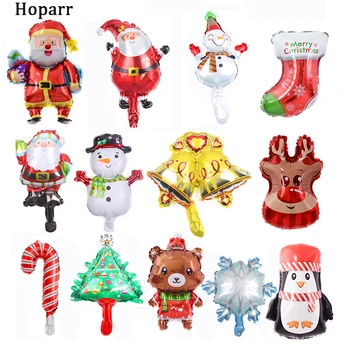 10Pcs Mini desenhos animados de Natal Balões Folha Papai Noel, Boneco de neve Elk Bell Balões de Ar Novo Ano de 2021 Globos Decorações de Natal