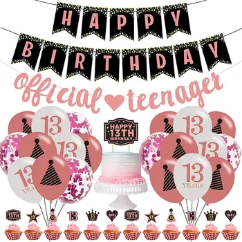13º Aniversário, Decorações, Oficial Adolescente de festas para Meninos e Meninas, Incluindo Banners, Bolo Topper e Balões