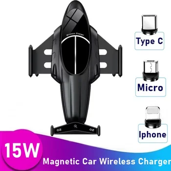 15W Automática Magnético Carro Carregador sem Fio para iPhone 13 12 11 XR XS 8 7 Carregador do Telefone de Suporte Stand Para Samsung S21 S22 Xiaomi