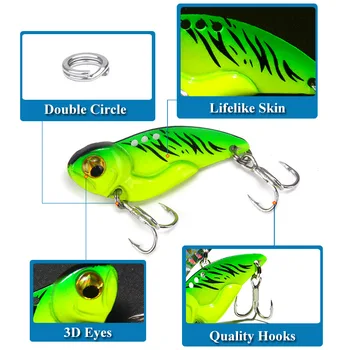 1pc 8-20g de 3,5 a 5cm de Metal VIB Atrair 3D Olhos de Lápis de Balanceador de Colher Gabarito Pintura Isca de Pesca Rígido Isca de Pesca Treble Hook 3