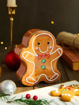 1pc Natal Gingerbread Ferro Doce Caixas de Feliz Natal e Decorações para a Casa de Ano Novo, Presentes de Natal Caixa de Enfeites de Natal Presente 0